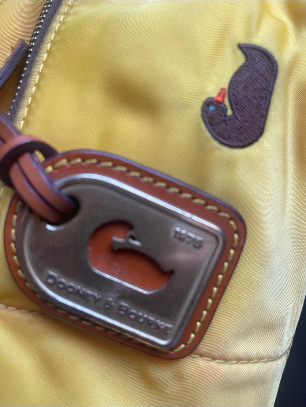Dooney & Bourke Yellow w/ pink lining Shoulder Bag with Brown Leather Trim *Y2K* - Picture 4 of 5